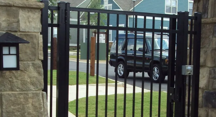 Entry gate with stone columns