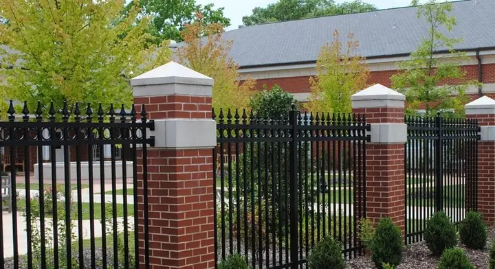 Scrollwork panels fencing installed by Allsteel Fence