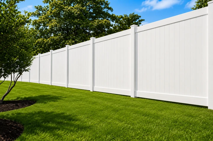 White vinyl privacy fence